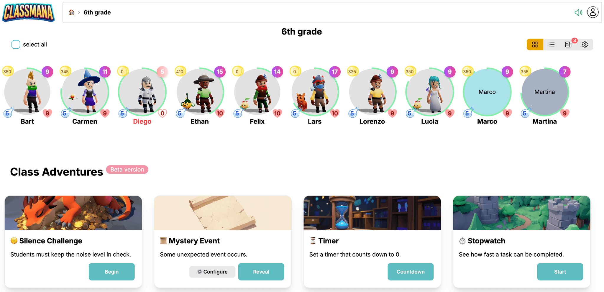 Výzva ticha v Class Adventures