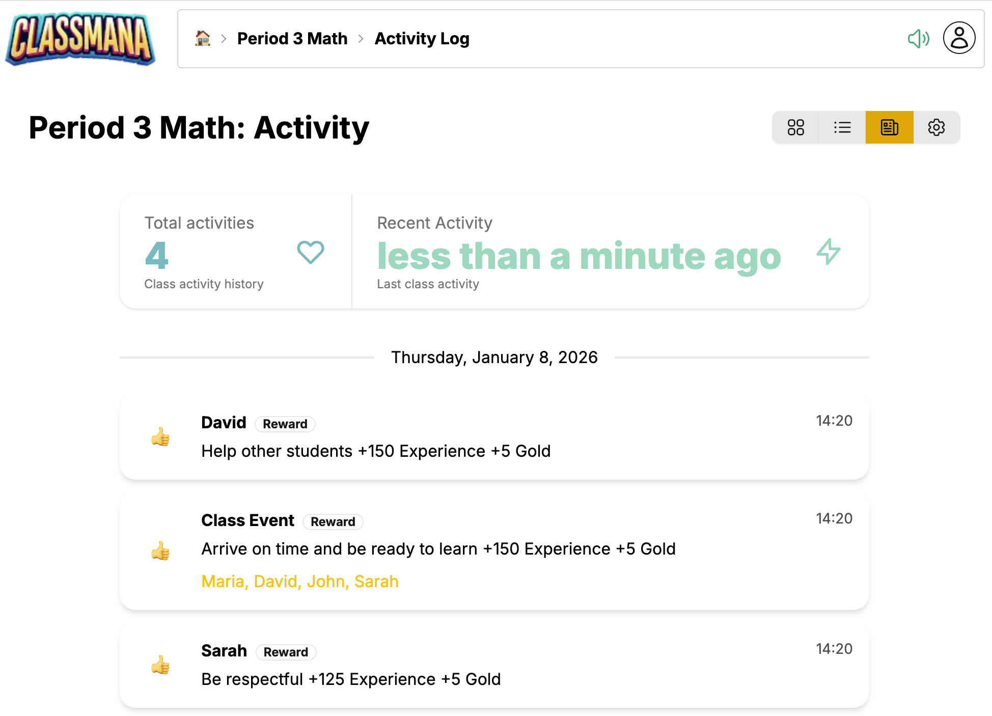 Zobrazenie záznamu aktivity