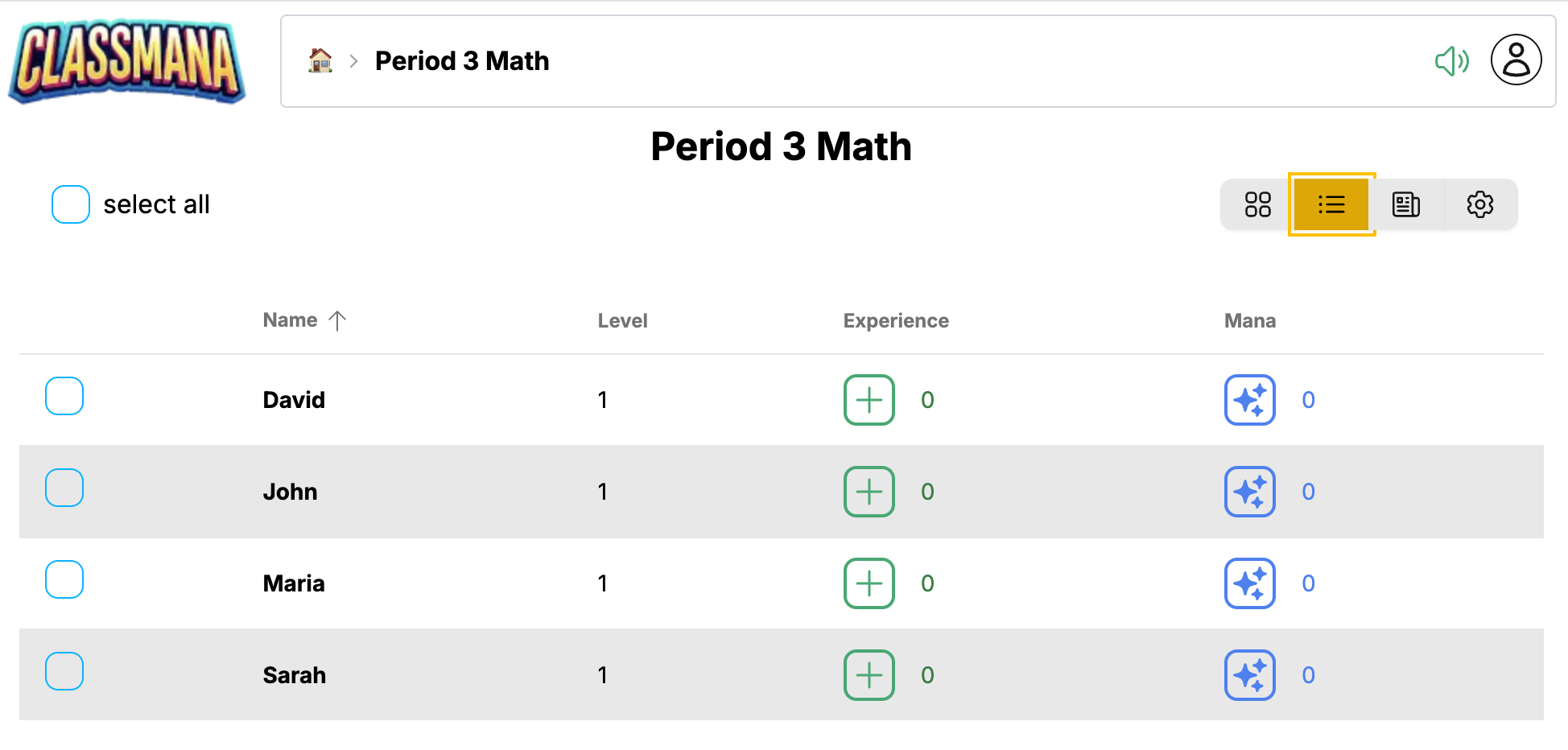 Zobrazenie tabuľky študentov